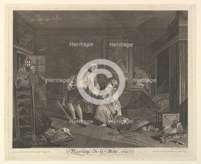 Marriage A-la-Mode, Plate V, April 1745. Creator: Simon François Ravenet.