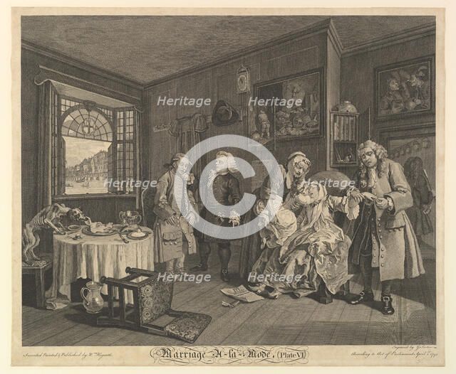 Marriage A-la-Mode, Plate VI, April 1, 1745. Creator: Gérard Jean-Baptiste Scotin.