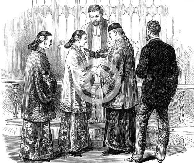 Marriage of English in Chinese dress at Pekin, 1881. Creator: Unknown.