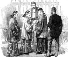Marriage of English in Chinese dress at Pekin, 1881. Creator: Unknown