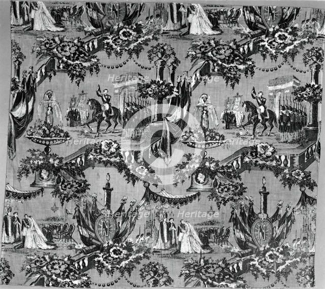 Marriage of Eugenie and Napoleon III (Furnishing Fabric), France, c. 1853/55. Creator: Unknown.