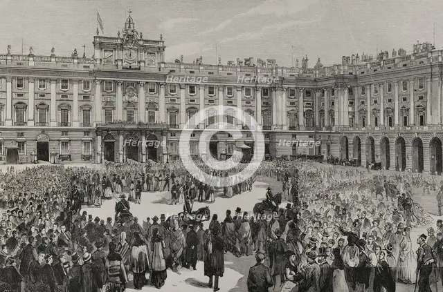 Marriage of King Alfonso XII to Infanta Mercedes of Orléans, Madrid, January 1878, (1878).  Creator: Bernardo Rico.