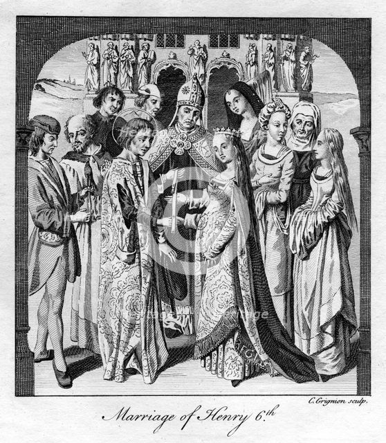 Marriage of Henry VI, 1445, (18th century).Artist: Charles Grignion
