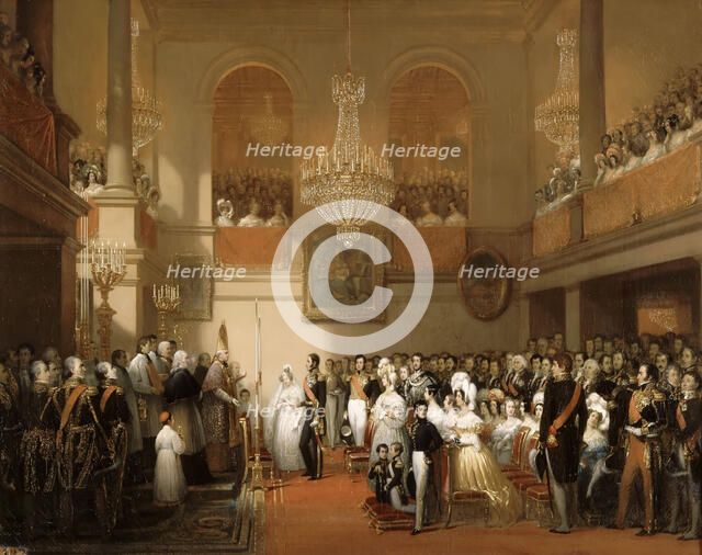 Marriage of Leopold I of the Belgians and Princess Louise of Orléans at the Château de Compiègne, Au Artist: Court, Joseph-Désiré (1797-1865)