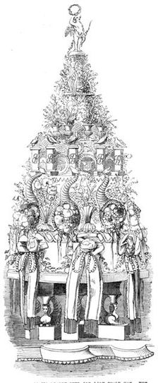Marriage of Sir Robert Peel and Lady Emily Hay - the Bridecake, 1856. Creator: Unknown