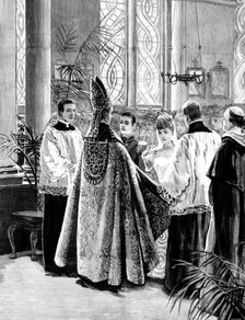 Marriage of the Duc d'Aosta with Princesse Hélène d'Orléans, in the...Chapel of St. Raphael..., 1895 Creator: P Naumann
