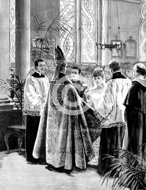 Marriage of the Duc d'Aosta with Princesse Hélène d'Orléans, in the...Chapel of St. Raphael..., 1895 Creator: P Naumann.