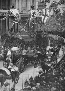 Marriage of the Duke of York: the royal procession passing St Paul's Cathedral, 1893 (1906). Artist: Arthur Salmon