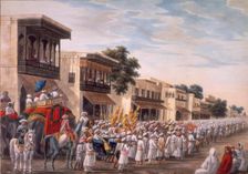 Marriage procession of a Muslim bridegroom proceeding to the bride's house, c1808. Creator: Sewak Ram