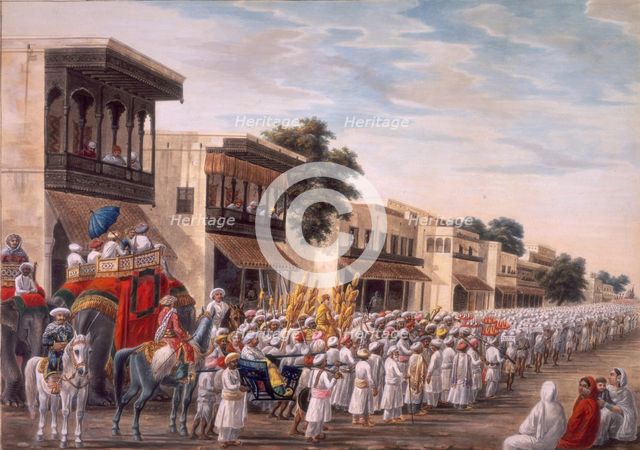 Marriage procession of a Muslim bridegroom proceeding to the bride's house, c1808.  Creator: Sewak Ram.