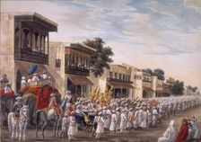 Marriage procession of a Muslim bridegroom proceeding to the bride's house, c1808. Creator: Sewak Ram