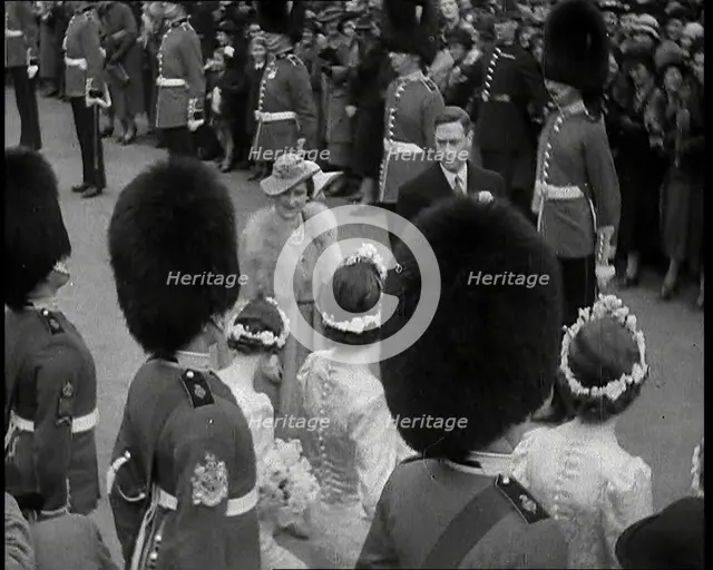 Marriage Procession of Anne Bowes-Lyon and Lieutenant-Colonel Thomas Anson With King George..., 1938 Creator: British Pathe Ltd.