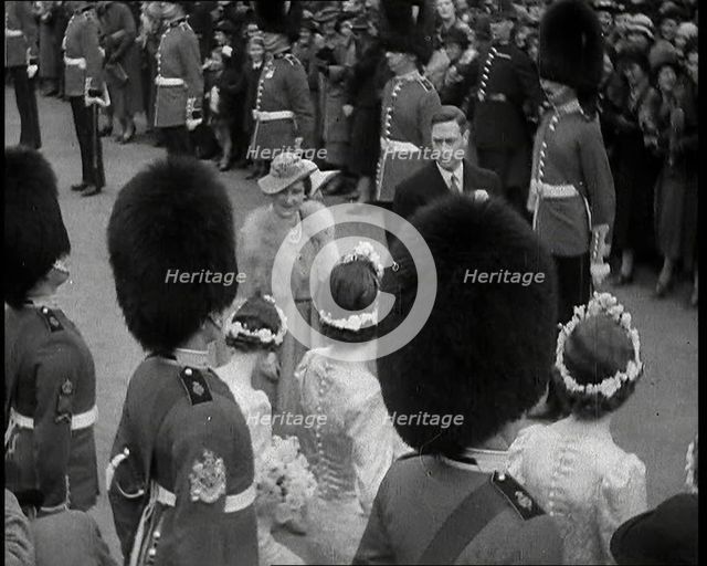 Marriage Procession of Anne Bowes-Lyon and Lieutenant-Colonel Thomas Anson With King George..., 1938 Creator: British Pathe Ltd.