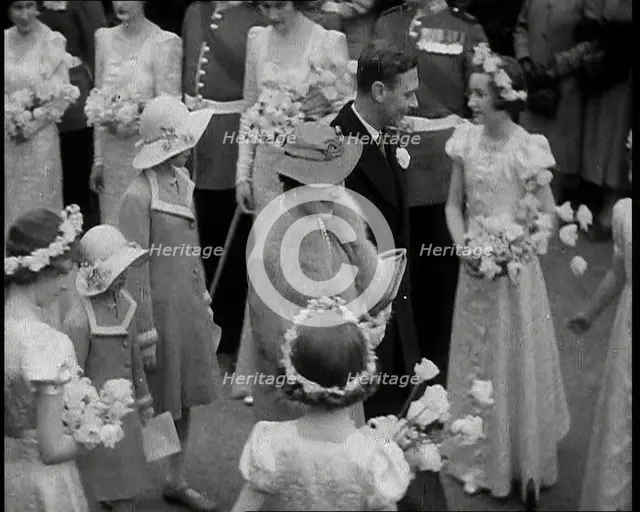 Marriage Procession of Anne Bowes-Lyon and Lieutenant-Colonel Thomas Anson With King George..., 1938 Creator: British Pathe Ltd.
