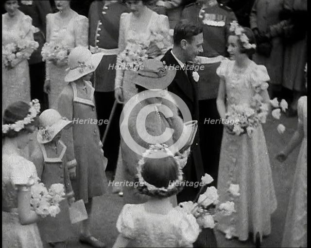 Marriage Procession of Anne Bowes-Lyon and Lieutenant-Colonel Thomas Anson With King George..., 1938 Creator: British Pathe Ltd.
