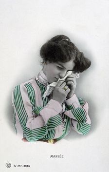 Married vintage French postcard, c1900