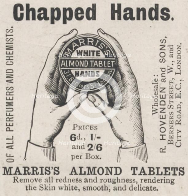 Marris's Almond Tablets, 1898. Artist: Unknown