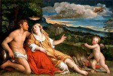 Mars, Venus and Cupid 1520s. Creator: Jacopo Palma il Vecchio