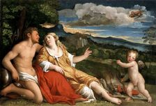 Mars, Venus and Cupid 1520s. Artist: Jacopo Palma il Vecchio