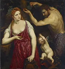 Mars, Venus and Cupid, 16th century. Creator: Paris Bordone