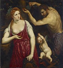 Mars, Venus and Cupid, 16th century. Creator: Paris Bordone