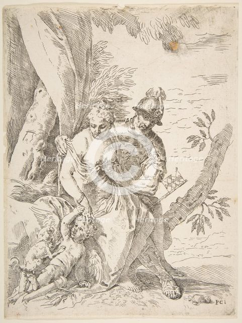 Mars, Venus, and Cupid, ca.1637-1639. Creator: Simone Cantarini.