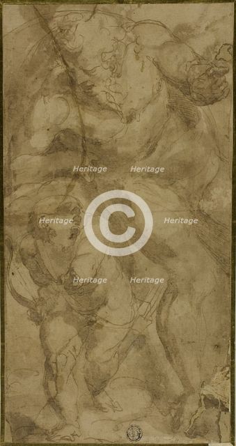 Mars and Cupid, c.1550. Creator: Luca Cambiaso.