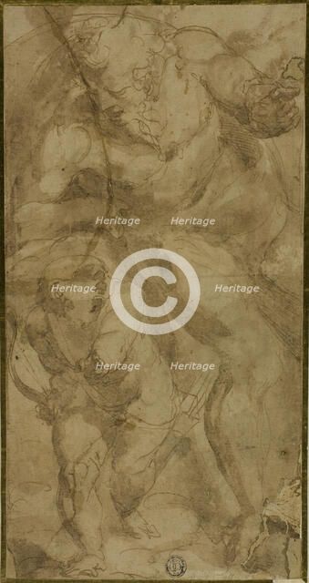 Mars and Cupid, c.1550. Creator: Luca Cambiaso.