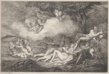 Mars and Sleeping Venus with Putti, 1799., 1799. Creator: Thomas Rowlandson