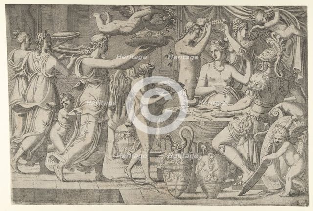 Mars and Venus Being Served at Table by Cupid, 1540-56. Creator: Leon Davent.