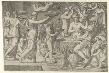 Mars and Venus Being Served at Table by Cupid, 1540-56. Creator: Leon Davent