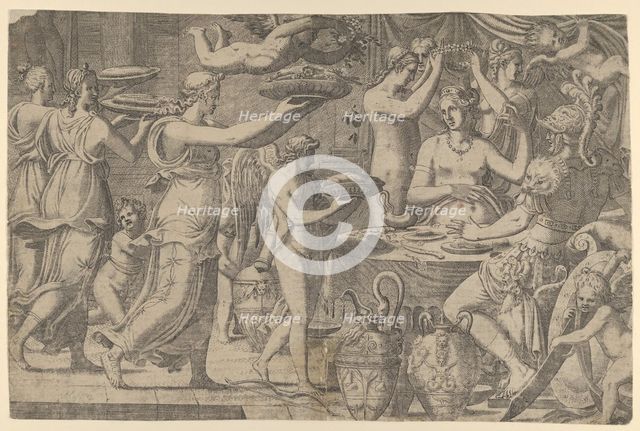 Mars and Venus Served by Cupid and the Graces, 1545-50. Creator: Leon Davent.
