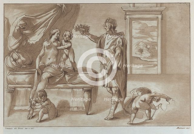 Mars offering a floral wreath to Venus, 1760-90. Creator: Stefano Mulinari.