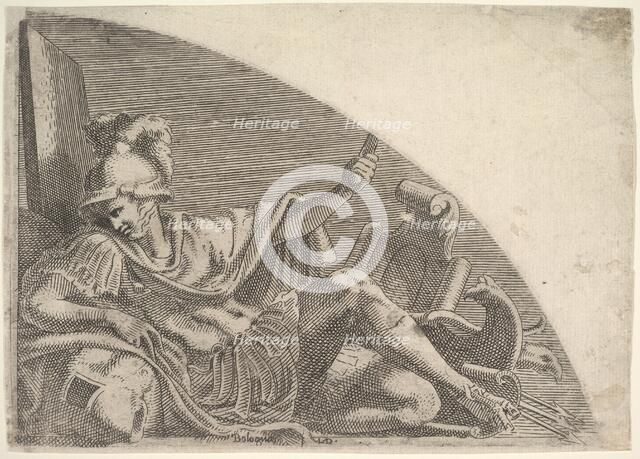 Mars Seated Amid Trophies, 1540-56. Creator: Leon Davent.