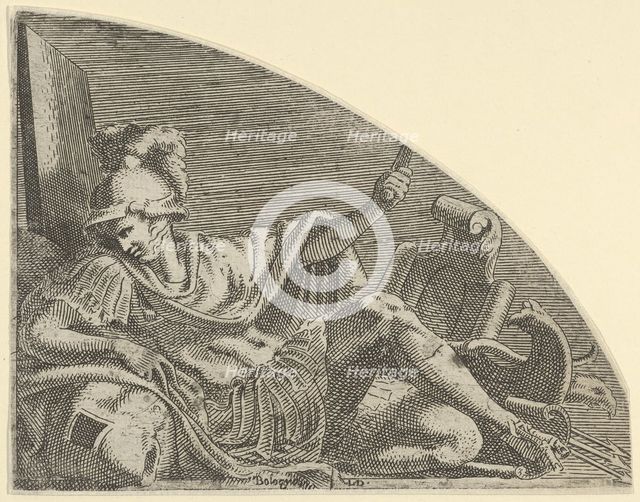 Mars seated on his Trophies, ca. 1542-45. Creator: Leon Davent.