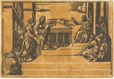 Martha and Magdalen Ascending the Steps of the Temple, 1550/70. Creator: Georg Matheus