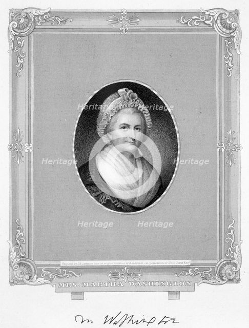 Martha Washington, wife of US President George Washington, (19th century). Artist: James Barton Longacre