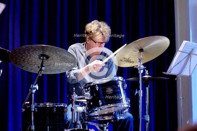 Martin France, Watermill Jazz Club, Dorking, Surrey, 2014.  Artist: Brian O'Connor.