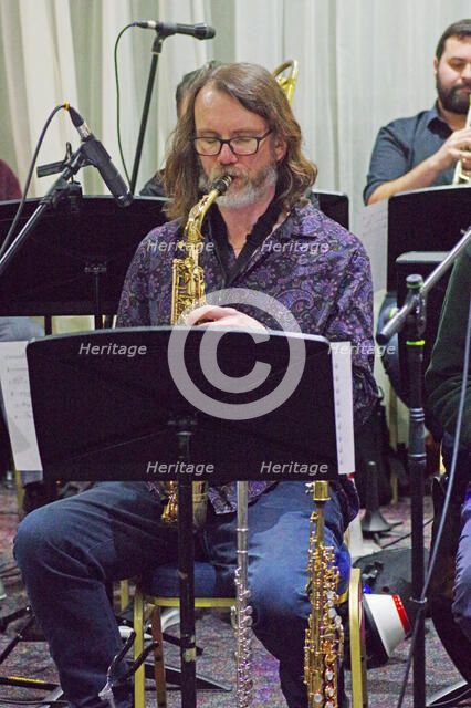 Martin Hathaway, Stan Sulzmann’s Neon Orchestra, Watermill Jazz Club, Dorking, Surrey, Nov 2023. Creator: Brian O'Connor.