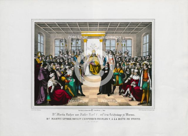 Martin Luther at the Diet of Worms of 1521: "Here I stand, I can do no other", . Creator: Wentzel, Johann Friedrich (1807-1869).