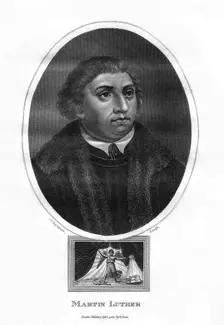Martin Luther, German theologian, Augustinian monk, and ecclesiastical reformer, 1814.Artist: J Chapman