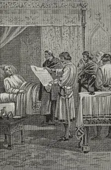 Martin the Human on his deathbed, 1410, (1890). Creator: Joan Serra y Pausas