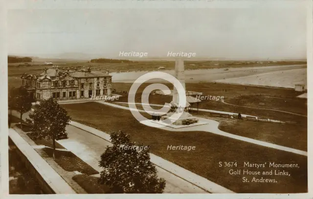 'Martyr's Monument, Golf House and Links, St. Andrews', c1900.  Artist: Unknown.