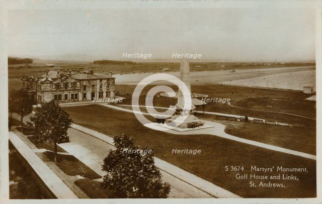 'Martyr's Monument, Golf House and Links, St. Andrews', c1900.  Artist: Unknown.