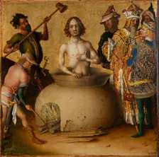Martyrdom of St John the Evangelist, after 1435. Creator: Stephan Lochner