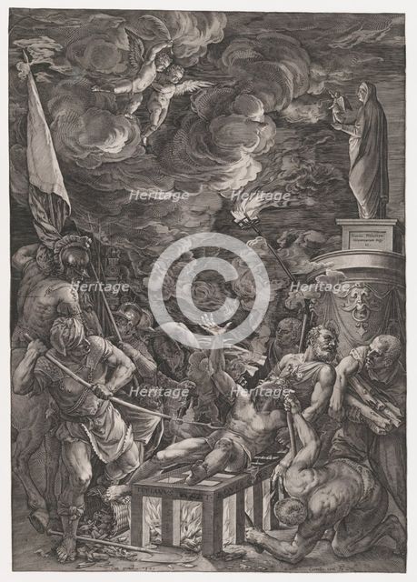 Martyrdom of St. Lawrence, 1571. Creator: Cornelis Cort.
