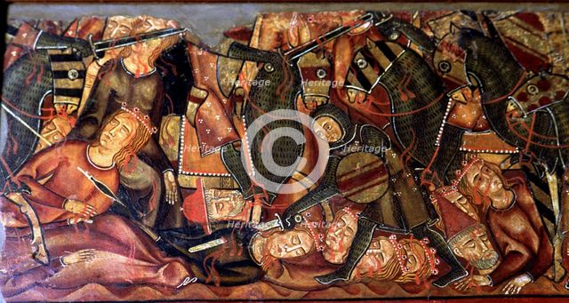 Martyrdom of St. Ursula and her companions in Cologne at the hands of the Huns and decapitation o…