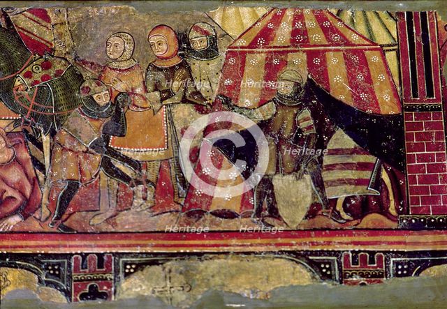 Martyrdom of St. Ursula and her companions in Cologne at the hands of the Huns and beheading of t…