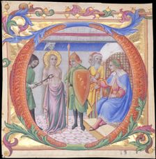 Martyrdom of Saint Agatha in an Initial D, ca. 1470-73. Creator: Sano di Pietro