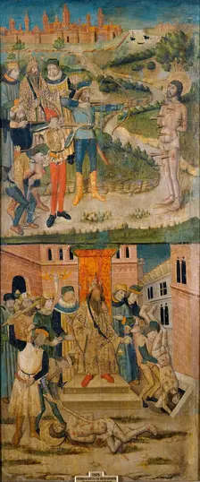 Martyrdom of Saint Sebastian and Saint Polycarp, c1470. Creator: Pedro García de Benavarre